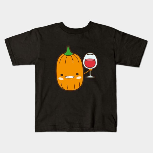 Wine pumpkin Kids T-Shirt by doodletales
